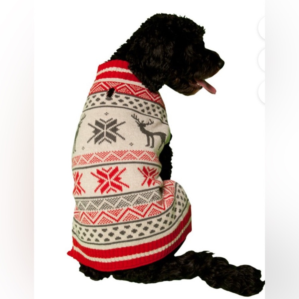 Holiday Red Vibrant Life Moose Fair Isle Pet Dog Cat Puppy Sweater NEW